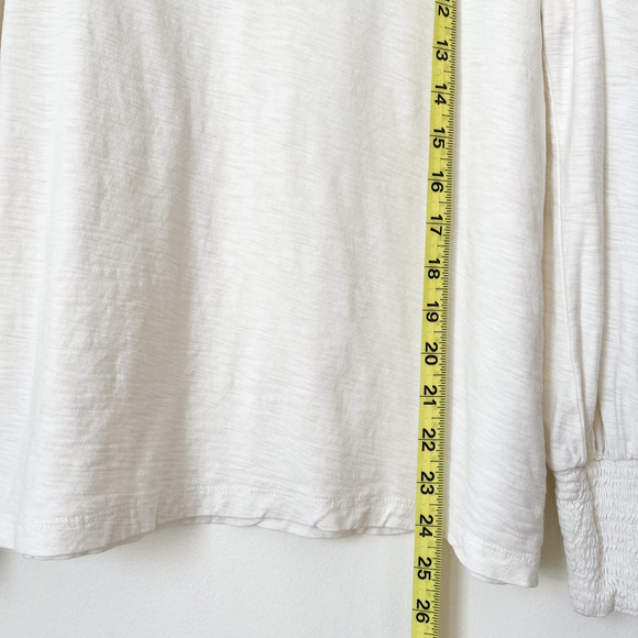 Nation LTD Loren Puff Sleeve Pima Cotton Cream Crew Neck Top Womens Large - Picture 7 of 10